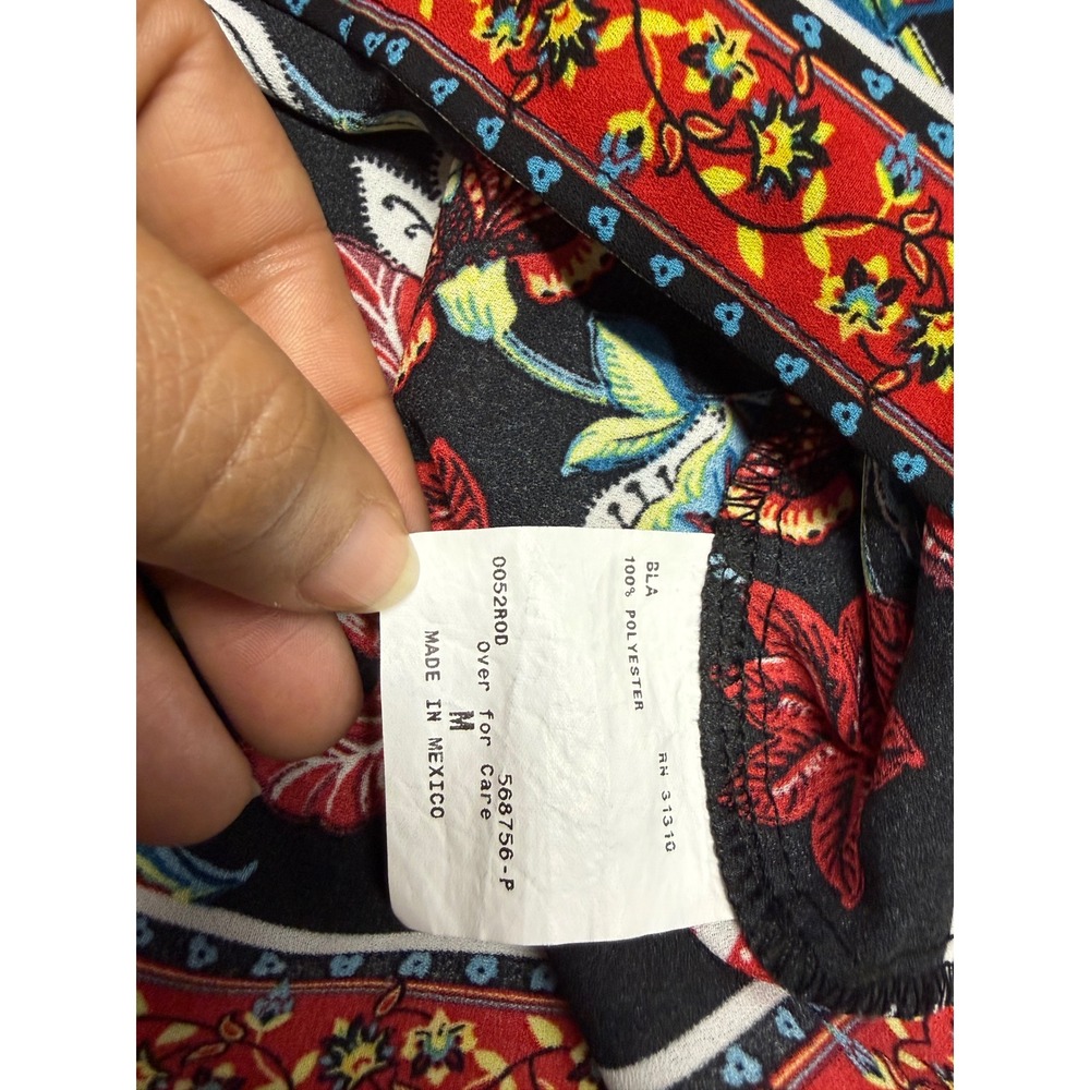 By & By Floral Off The Shoulder Tie Sleeve Blouse Black Multi Color Medium - Picture 4 of 9